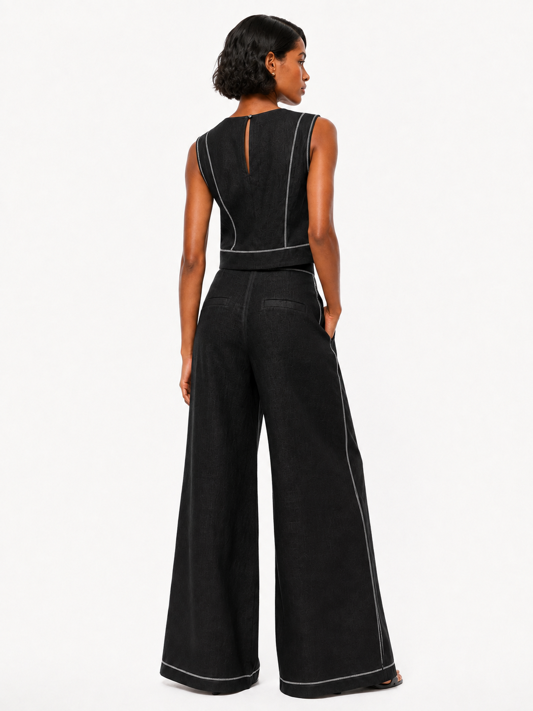 Alice Contrast-Stitched Pants Set