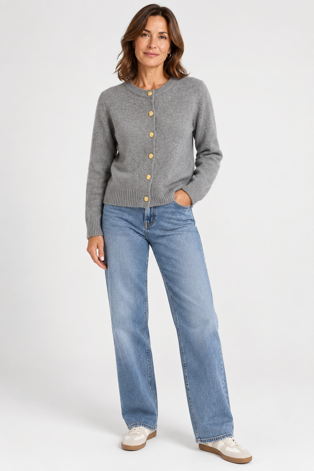 Beatrice Gold-Button Cardigan
