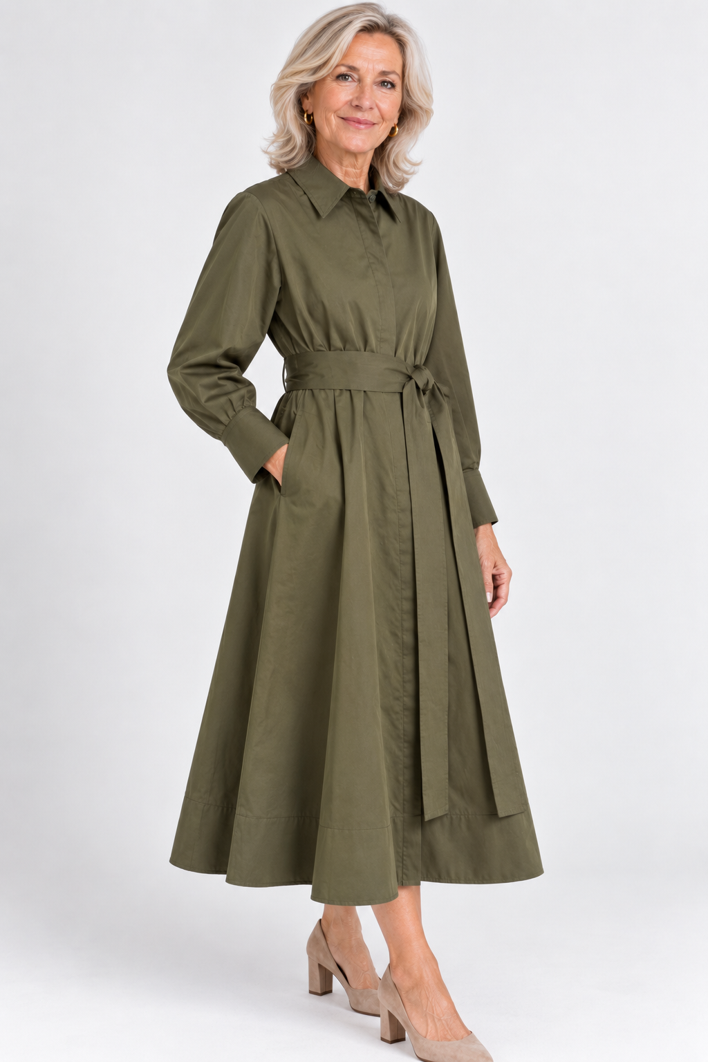 Camden Belted Shirt Maxi Dress