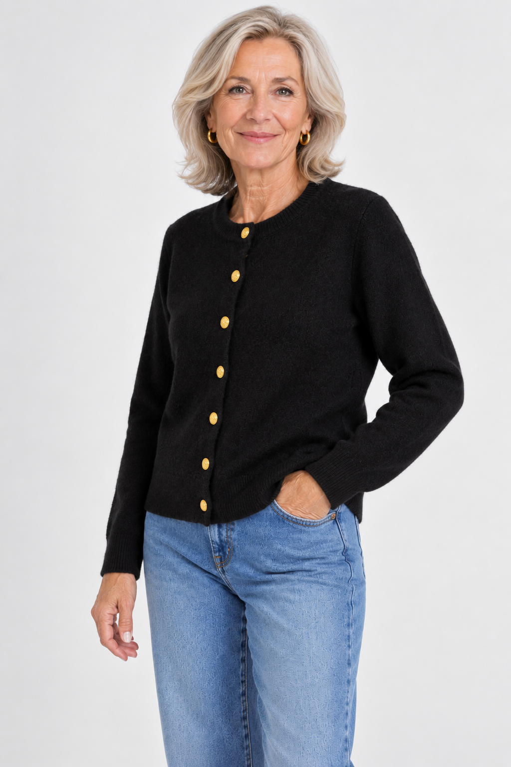 Beatrice Gold-Button Cardigan
