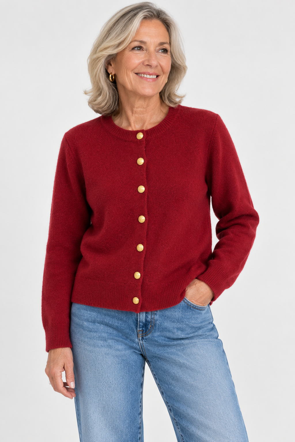 Beatrice Gold-Button Cardigan