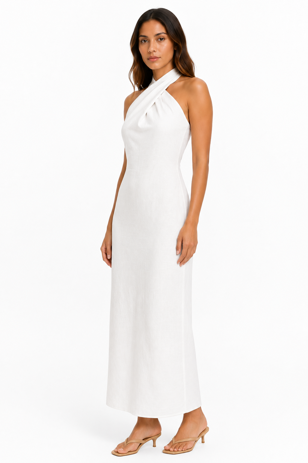 Tropea Halter Cross-Neck Maxi Dress