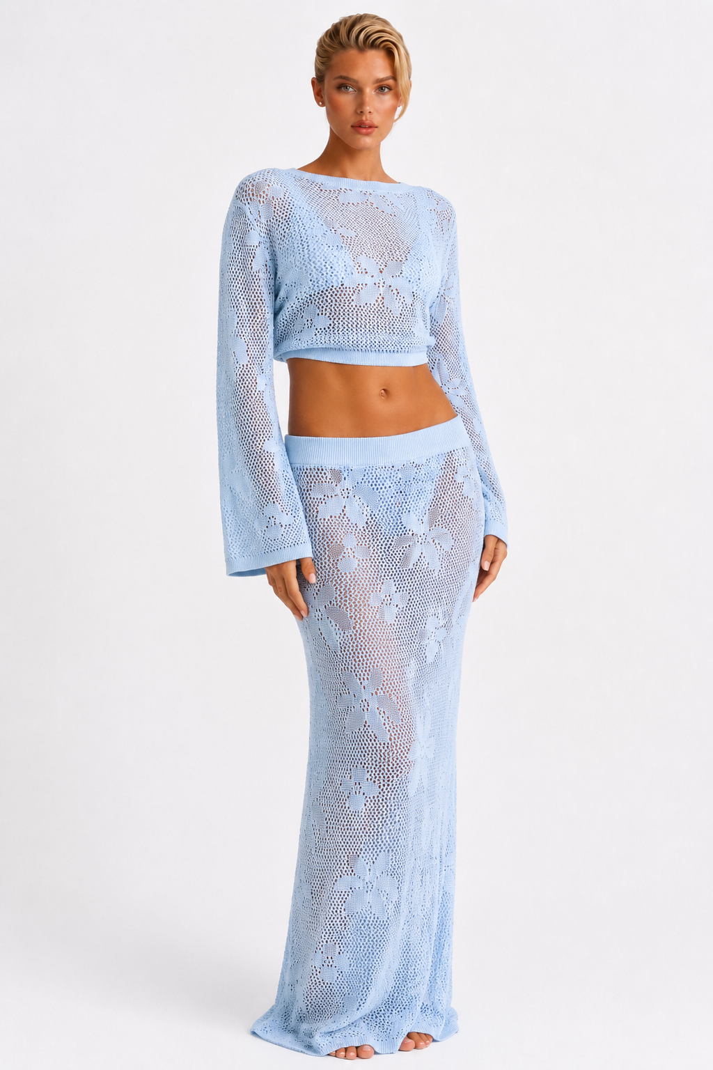 Verona Reversible Crop-Top Crochet Skirt Set