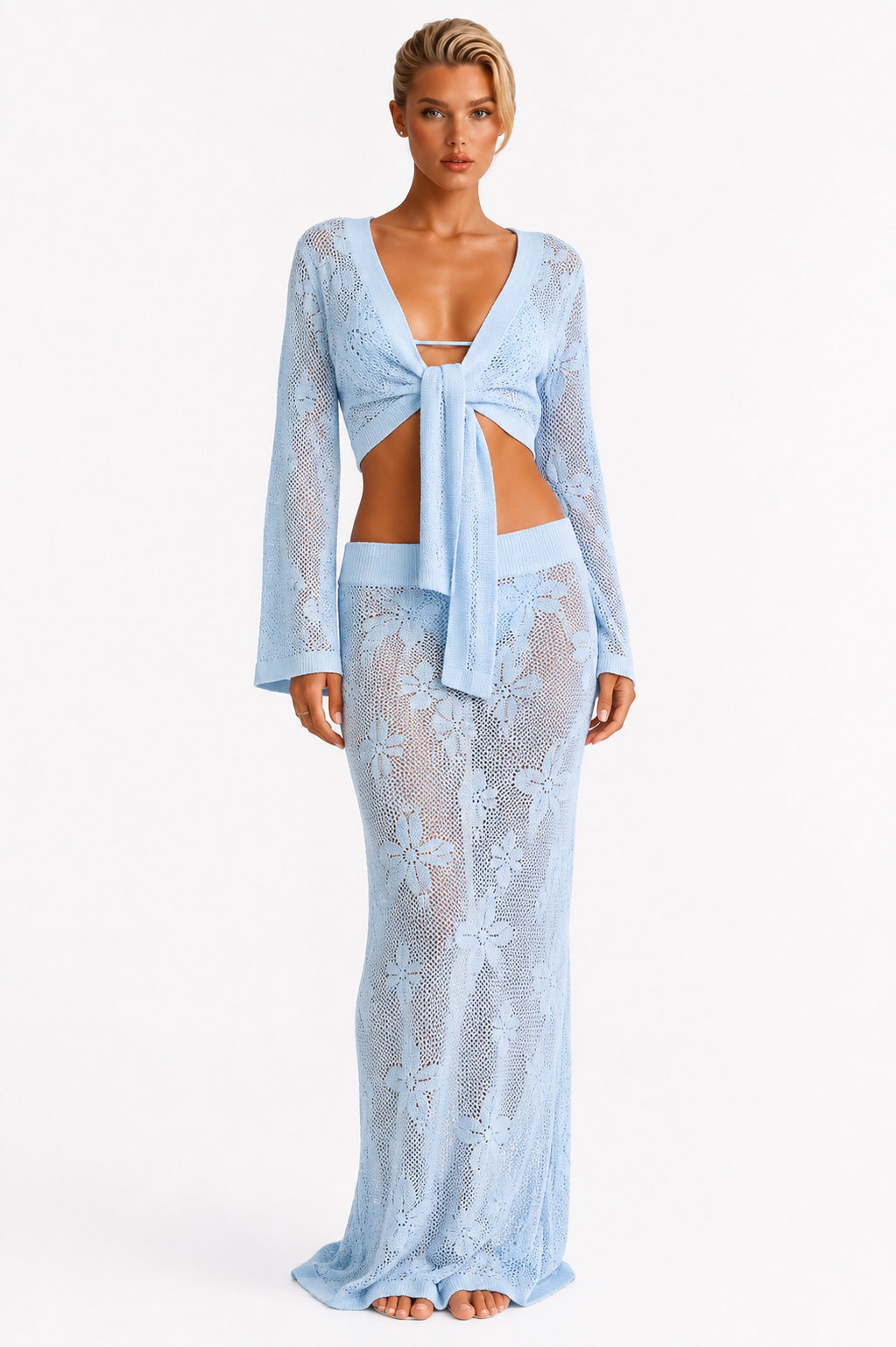 Verona Reversible Crop-Top Crochet Skirt Set